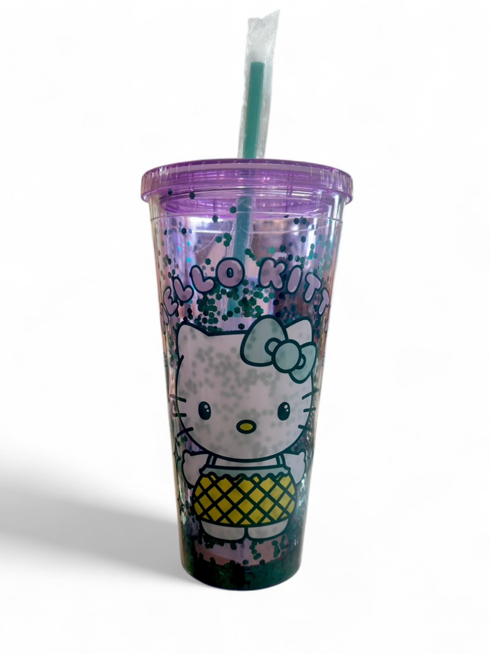 Sanrio Hello Kitty Pineapple Outfit Glitter Confetti 32 oz. Tumbler